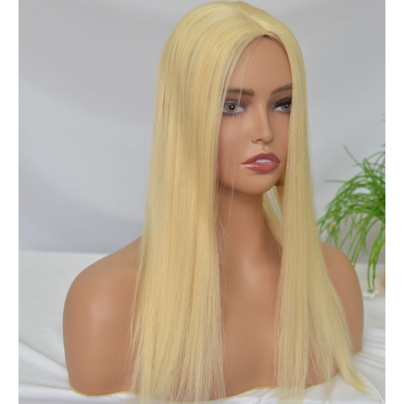 Voloria Women Toupee 12x13 CM Silk Base Topper for Female 613# Blonde Color 100% European Human Hair Silk Base Hair Pieces in Stock