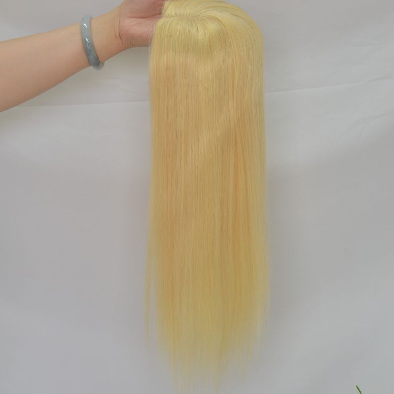 Voloria Women Toupee 12x13 CM Silk Base Topper for Female 613# Blonde Color 100% European Human Hair Silk Base Hair Pieces in Stock