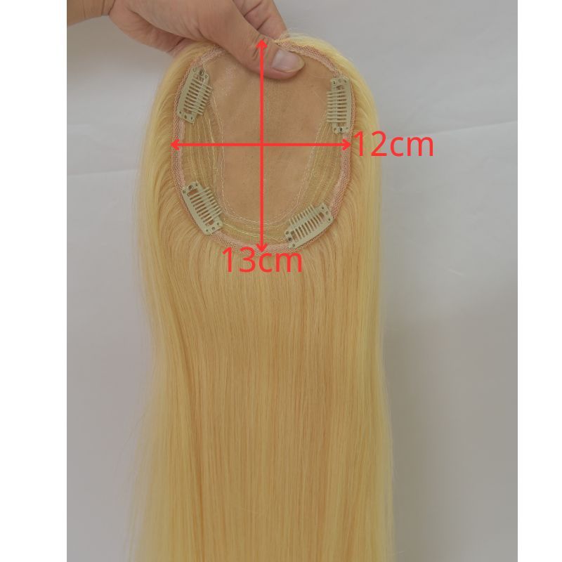 Voloria Women Toupee 12x13 CM Silk Base Topper for Female 613# Blonde Color 100% European Human Hair Silk Base Hair Pieces in Stock