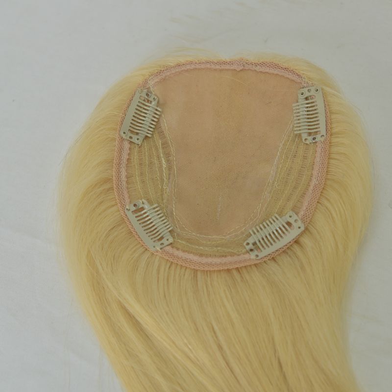 Voloria Women Toupee 12x13 CM Silk Base Topper for Female 613# Blonde Color 100% European Human Hair Silk Base Hair Pieces in Stock