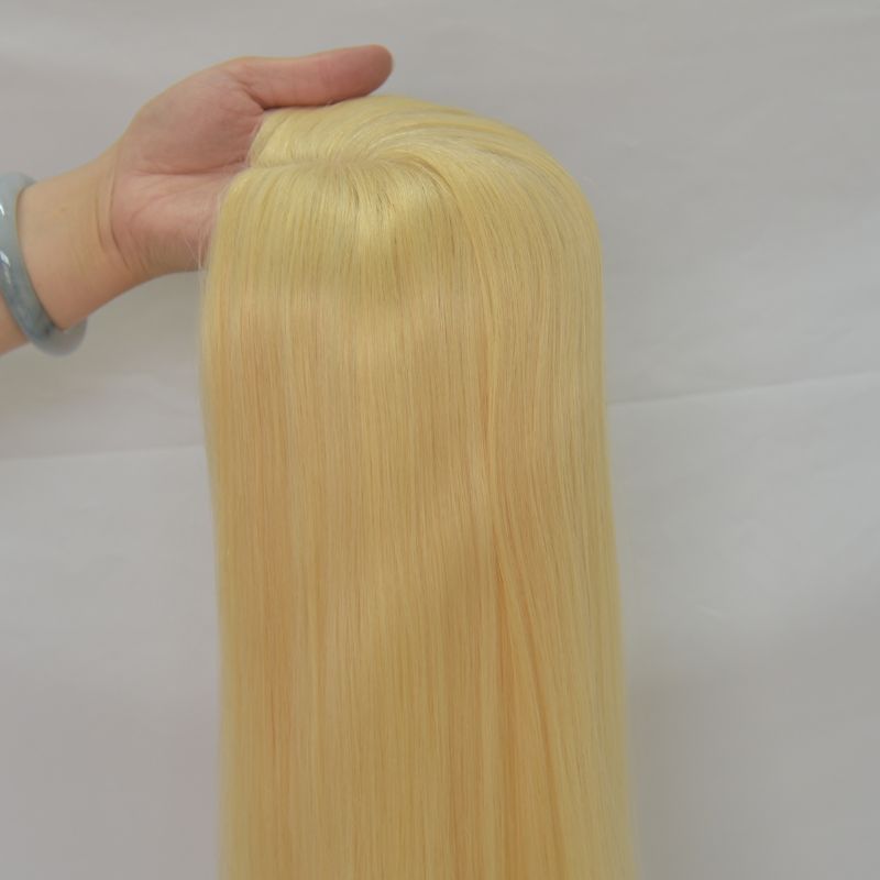 Voloria Women Toupee 12x13 CM Silk Base Topper for Female 613# Blonde Color 100% European Human Hair Silk Base Hair Pieces in Stock