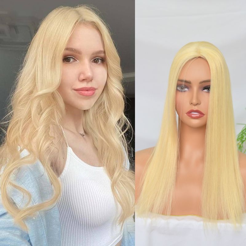 Voloria Women Toupee 12x13 CM Silk Base Topper for Female 613# Blonde Color 100% European Human Hair Silk Base Hair Pieces in Stock