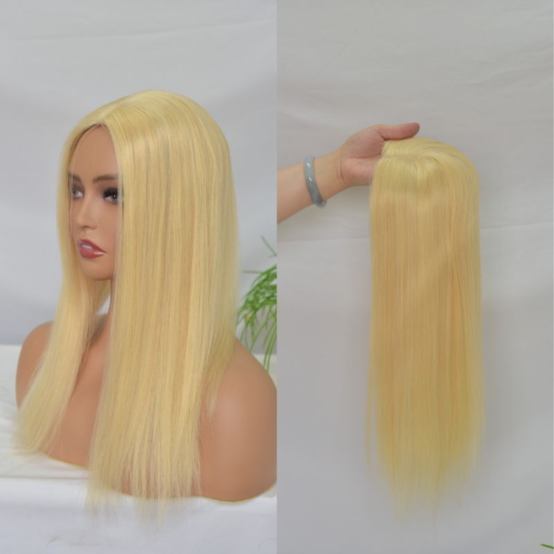 Voloria Women Toupee 12x13 CM Silk Base Topper for Female 613# Blonde Color 100% European Human Hair Silk Base Hair Pieces in Stock