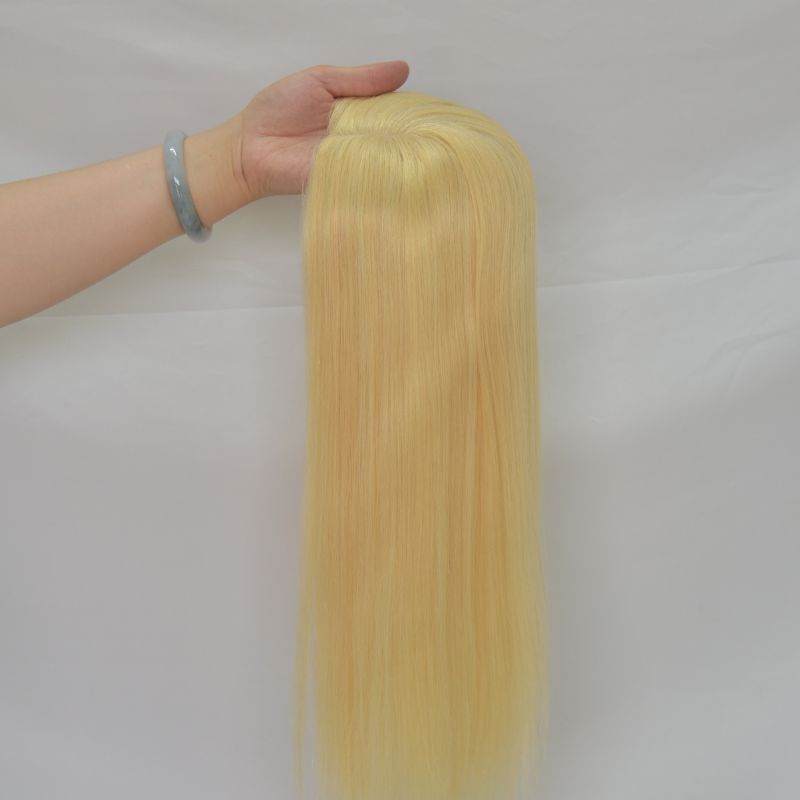 Voloria Women Toupee 12x13 CM Silk Base Topper for Female 613# Blonde Color 100% European Human Hair Silk Base Hair Pieces in Stock