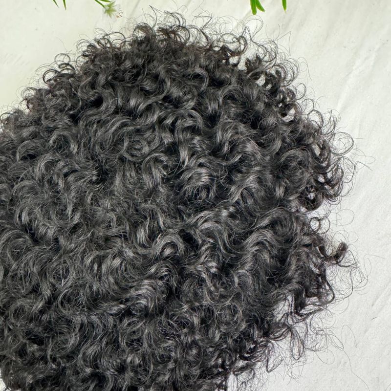 Custom 100% Human Hair Men's Hair Popular Mono Base Lace with PU around Mask Shape Toupee  7x9 Cap Hair System 15mm Loose Curl Hair Pieces