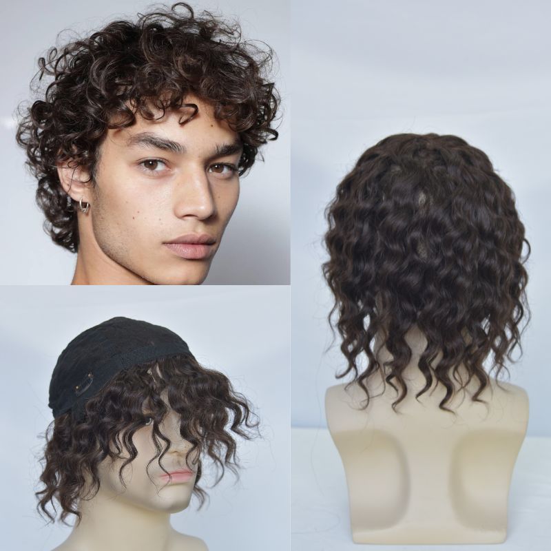 Voloria Wig for Women and Men 100% Cambodian Human Hair Wigs Glueless Natural Brown Wigs Medium Cap 7 Inch Clip in Wigs