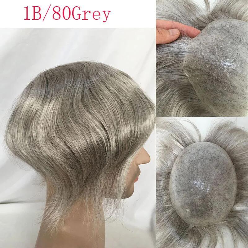 Toupee for Men Human Hair Men's Toupee 10x8 All PU Around Durable Thin Skin Hair Repacement Hair Wigs For Men