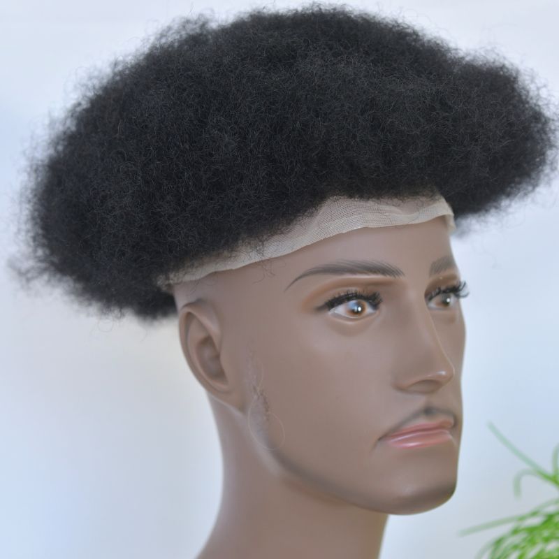 Swiss Lace Human Hair Men's Toupee Size 10x8inch Transparent Invisible Lace System 150% Full Density Natural Black Color Wigs For Men