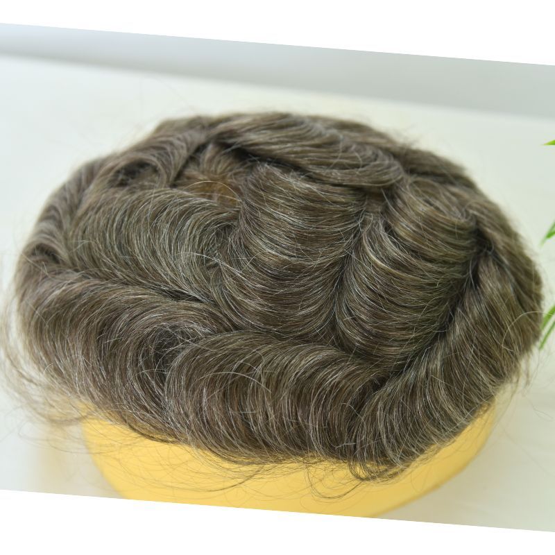 Custom Toupee Hollywood French Lace Front PU Around Fine Mono Hair System  For Men