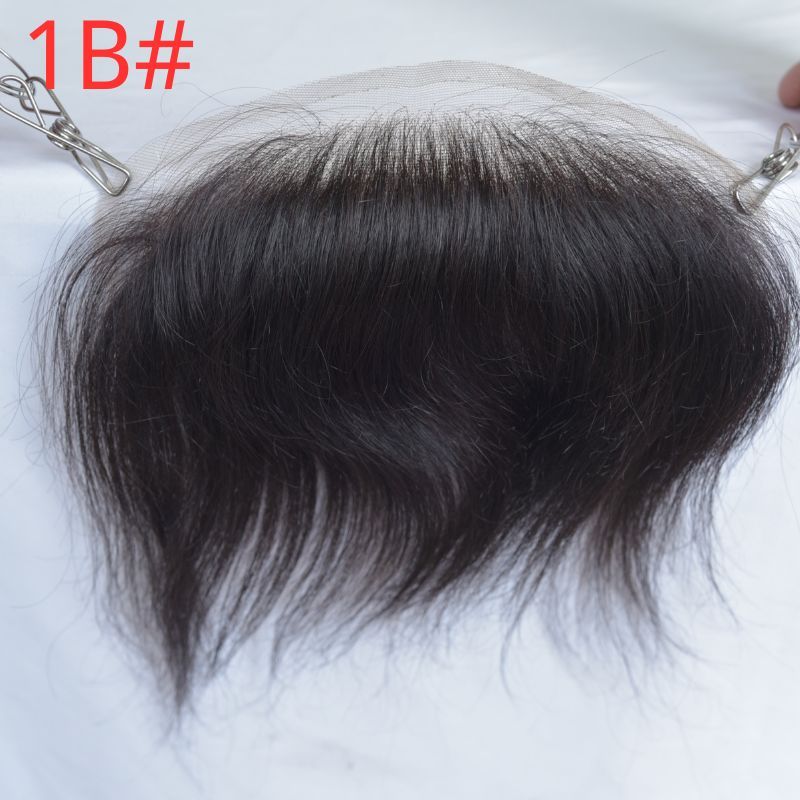 Man Toupee V Style Frontal Hairline For Men 4X18cm French Lace100% Human Remy Hair Front Hair Replacement Straight Hairpiece Natural Color 6inches Invisible Forehead Hairline