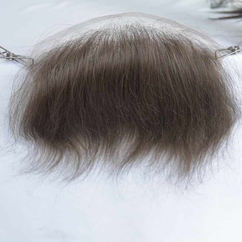 Man Toupee V Style Frontal Hairline For Men 4X18cm French Lace100% Human Remy Hair Front Hair Replacement Straight Hairpiece Natural Color 6inches Invisible Forehead Hairline