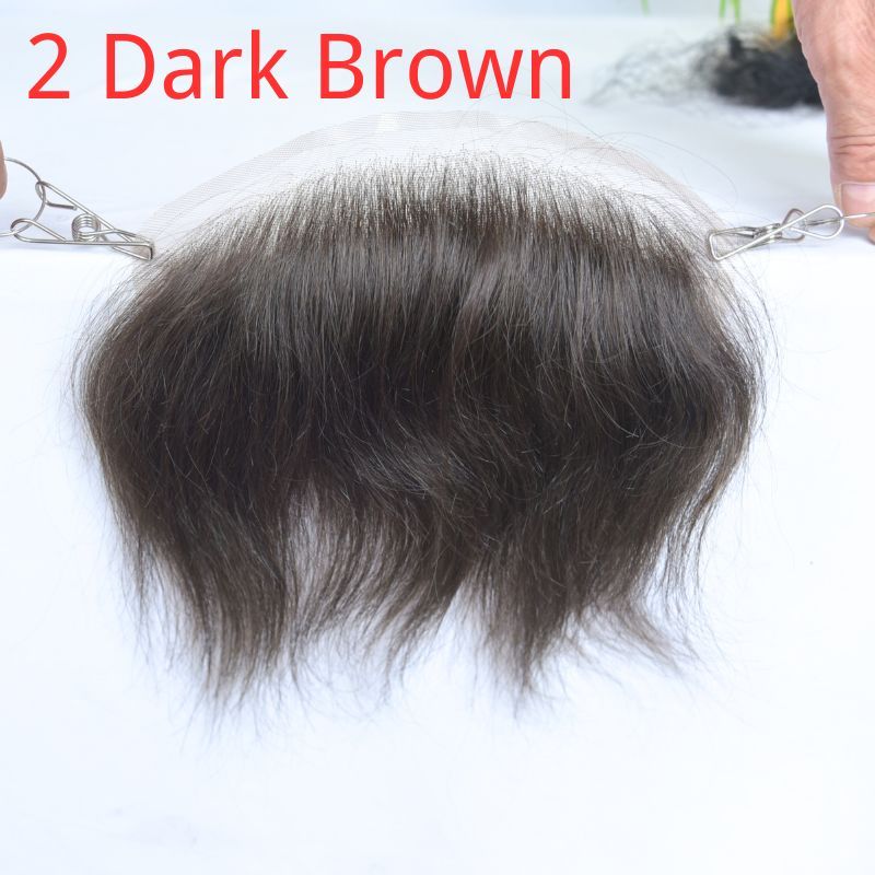 Man Toupee V Style Frontal Hairline For Men 4X18cm French Lace100% Human Remy Hair Front Hair Replacement Straight Hairpiece Natural Color 6inches Invisible Forehead Hairline