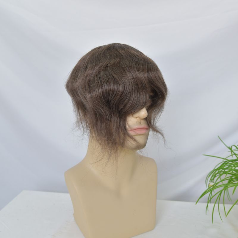 Men's Hair Toupee French  Lace Men Toupee Human Hair System 8x10 Inch 100% Remy Hair System Breathable Men Hairpiece 4 Brown Color