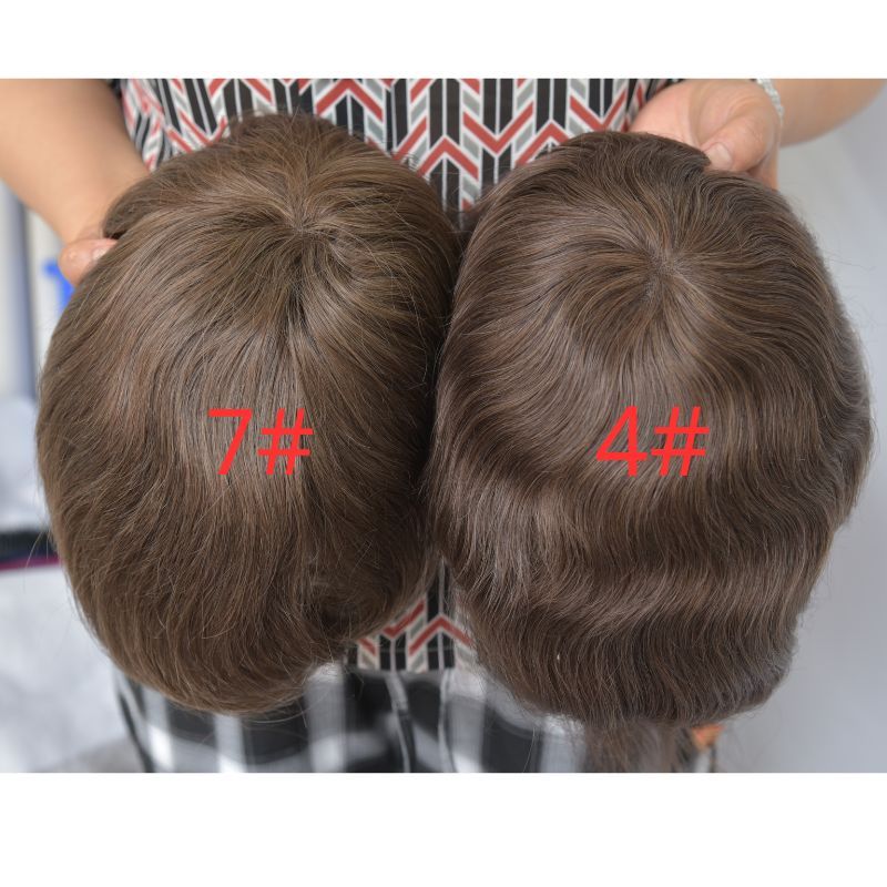 Men's Hair Wig Full Swiss Lace Men Toupee Human Hair Wig Indian Remy Hair System Breathable Men Hairpiece Wave Straight 10X8 Blond 18# Color