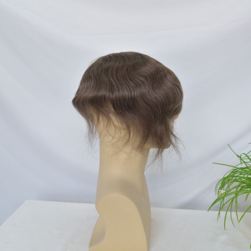 Men's Hair Toupee French  Lace Men Toupee Human Hair System 8x10 Inch 100% Remy Hair System Breathable Men Hairpiece 4 Brown Color