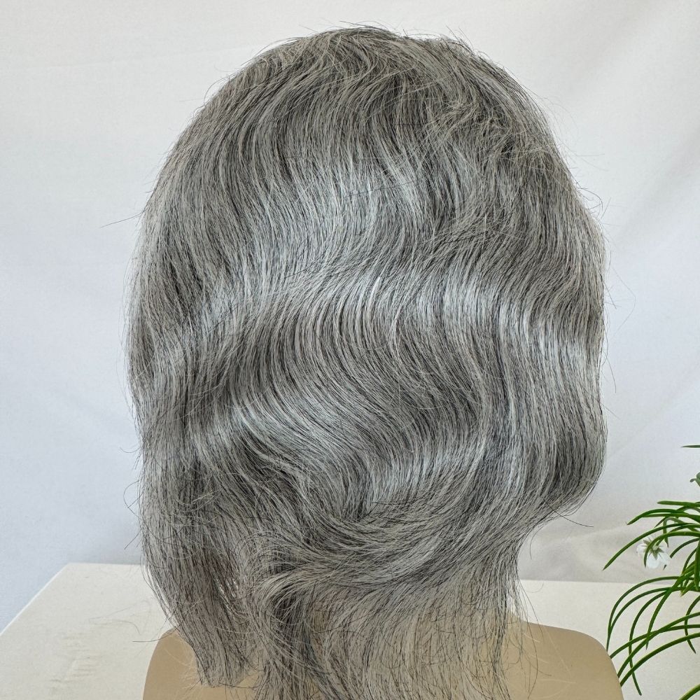 Men Toupee Hollywood Mono with PU Cap Base 100% Human Hair 1BT60 Fashionable Color 8x10 Inch Toupee for Men