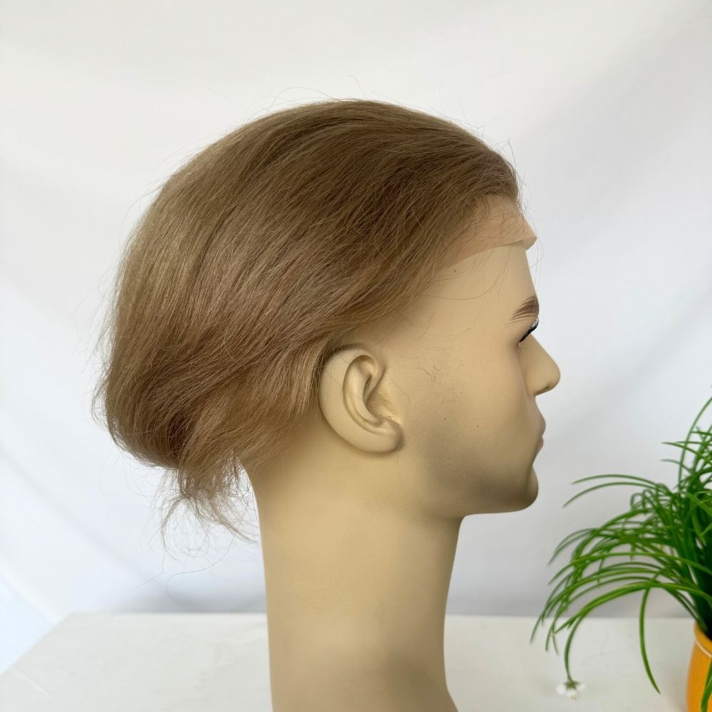 Men's Toupee Stock 4 Brown Hair 8"x10" Mono Lace with PU Toupee for Man 100% European Human Hair System Lace Front Natural Hairline Hair Replacement