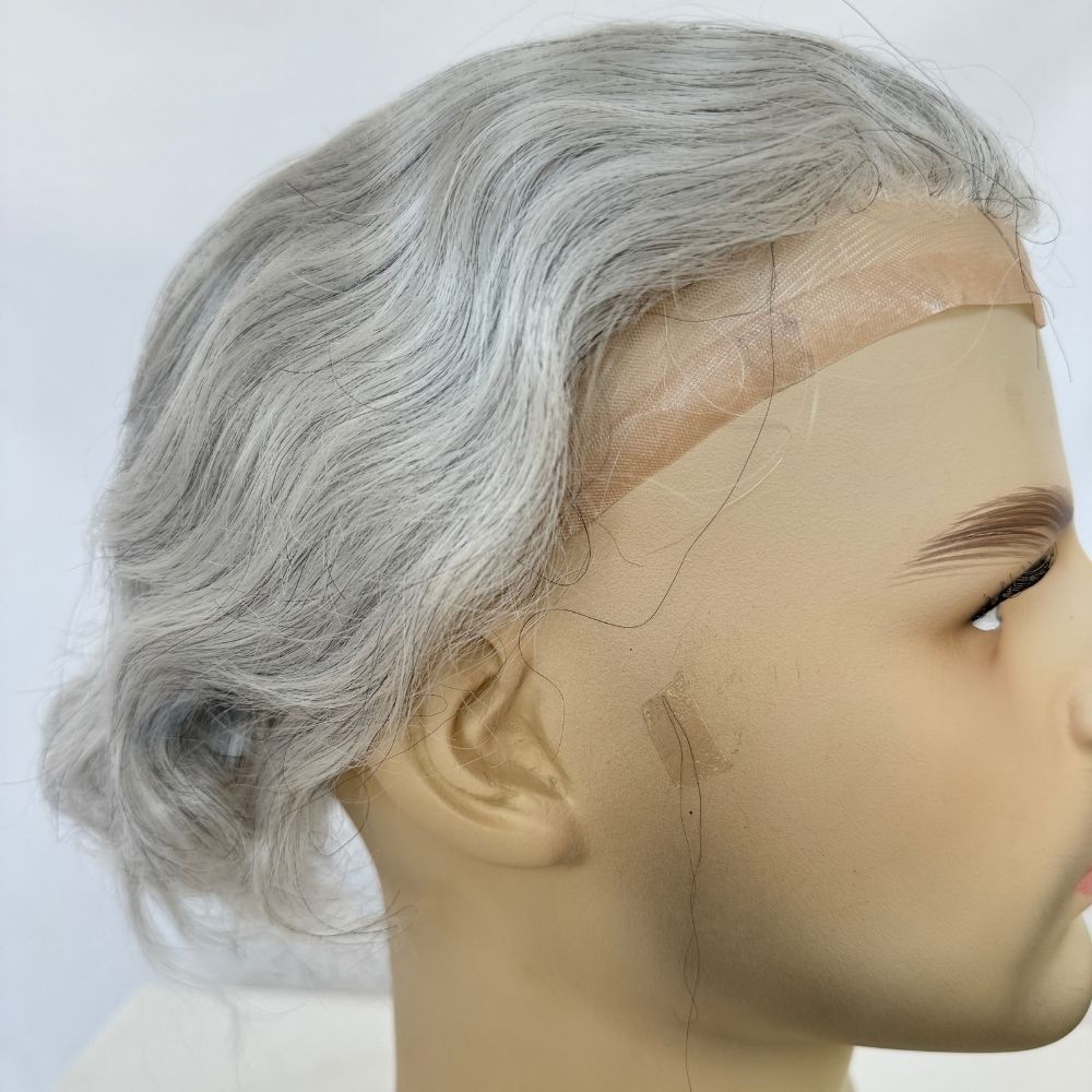 Men Toupee Hollywood Mono with PU Cap Base 100% Human Hair 1BT60 Fashionable Color 8x10 Inch Toupee for Men