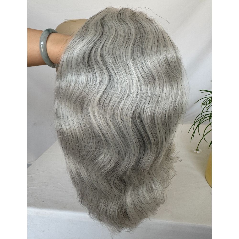 Men Toupee Hollywood Mono with PU Cap Base 100% Human Hair 1BT60 Fashionable Color 8x10 Inch Toupee for Men