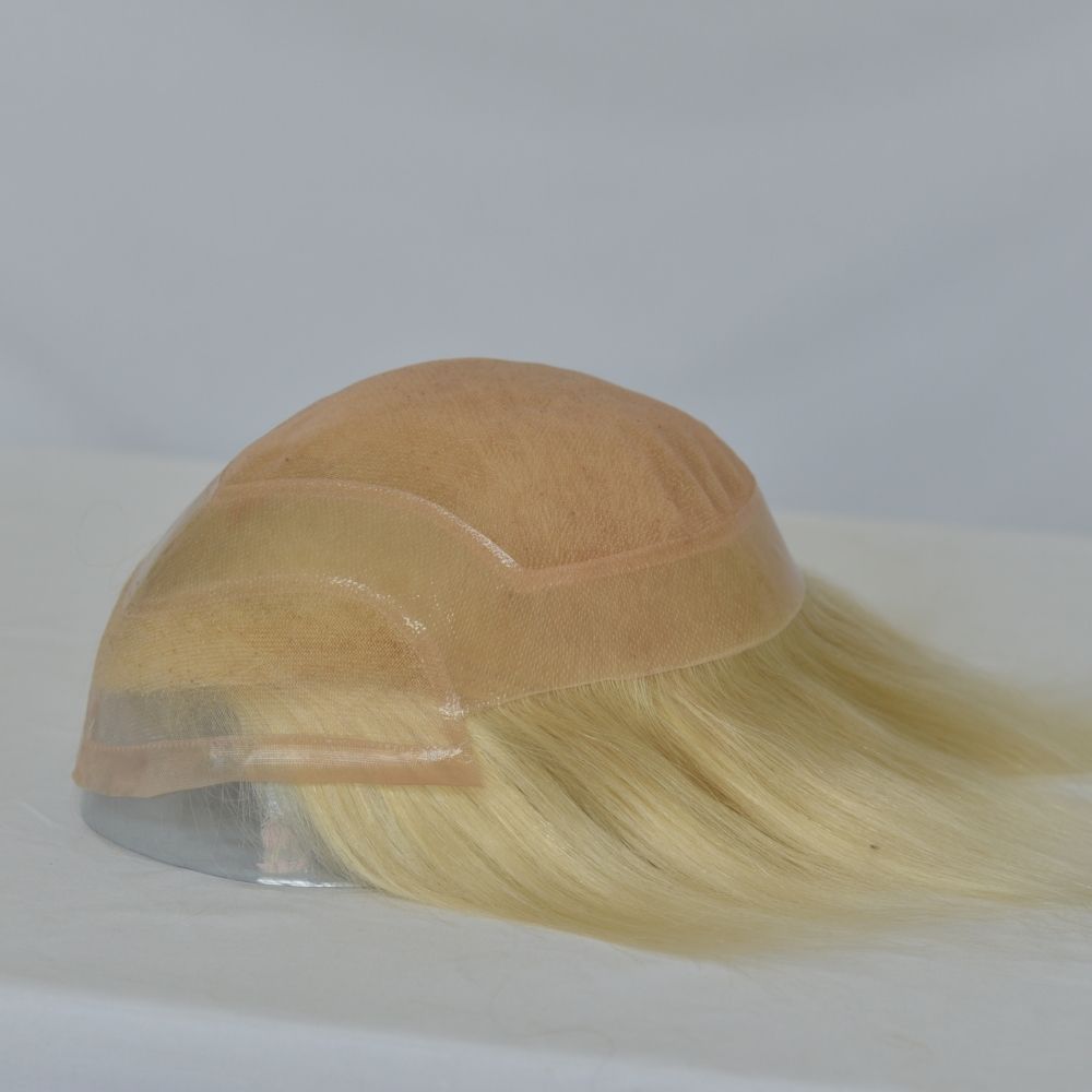 Men Toupee Hollywood Mono with PU Cap Base 100% Human Hair 1BT60 Fashionable Color 8x10 Inch Toupee for Men