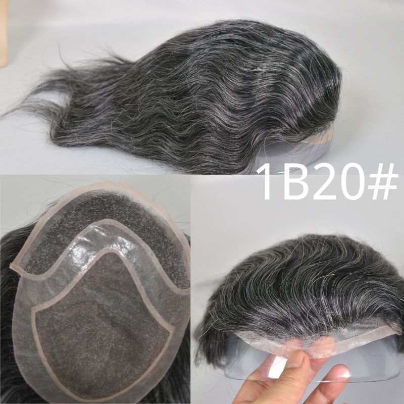 Voloria Hair Men Toupee Mono with PU Around Hair for Men European Remy Human Hair System 8x10 Inch 1BT60 Color Hair Replacement Natural Hairline