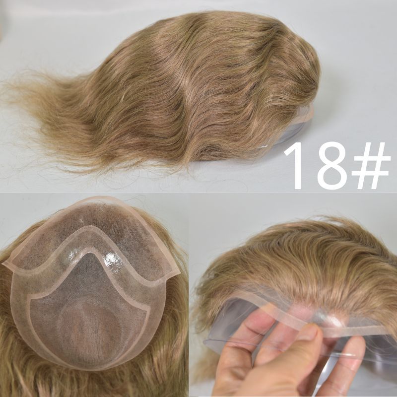 Voloria Hair Men Toupee Mono with PU Around Hair for Men European Remy Human Hair System 8x10 Inch 1BT60 Color Hair Replacement Natural Hairline
