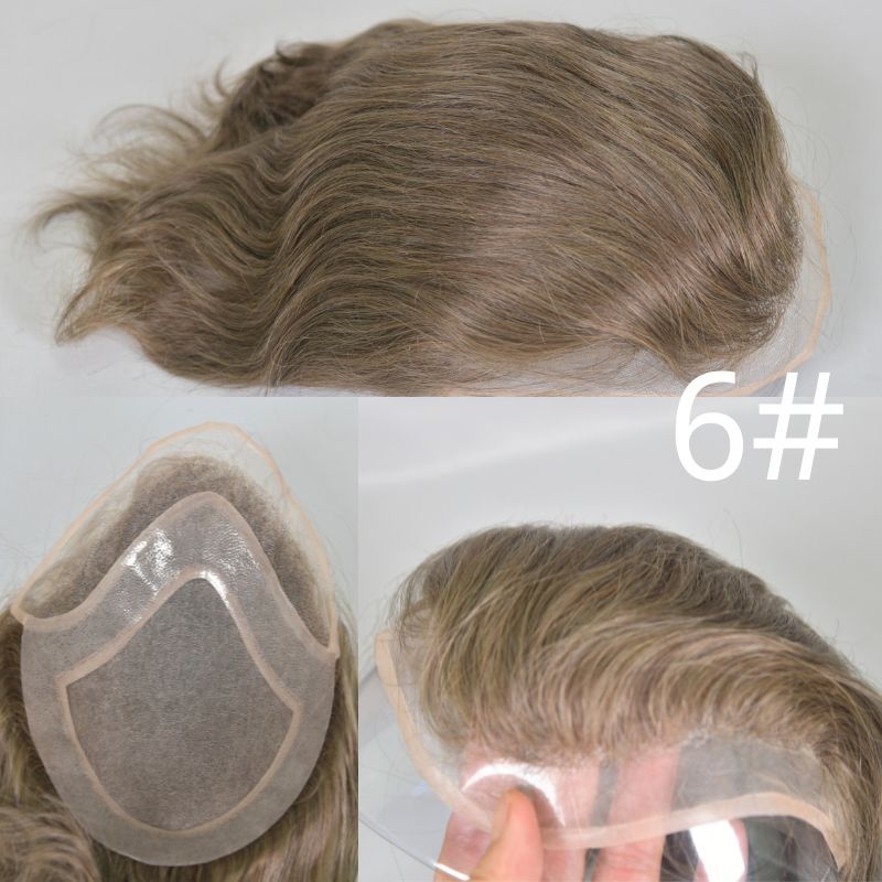 Voloria Hair Men Toupee Mono with PU Around Hair for Men European Remy Human Hair System 8x10 Inch 1BT60 Color Hair Replacement Natural Hairline