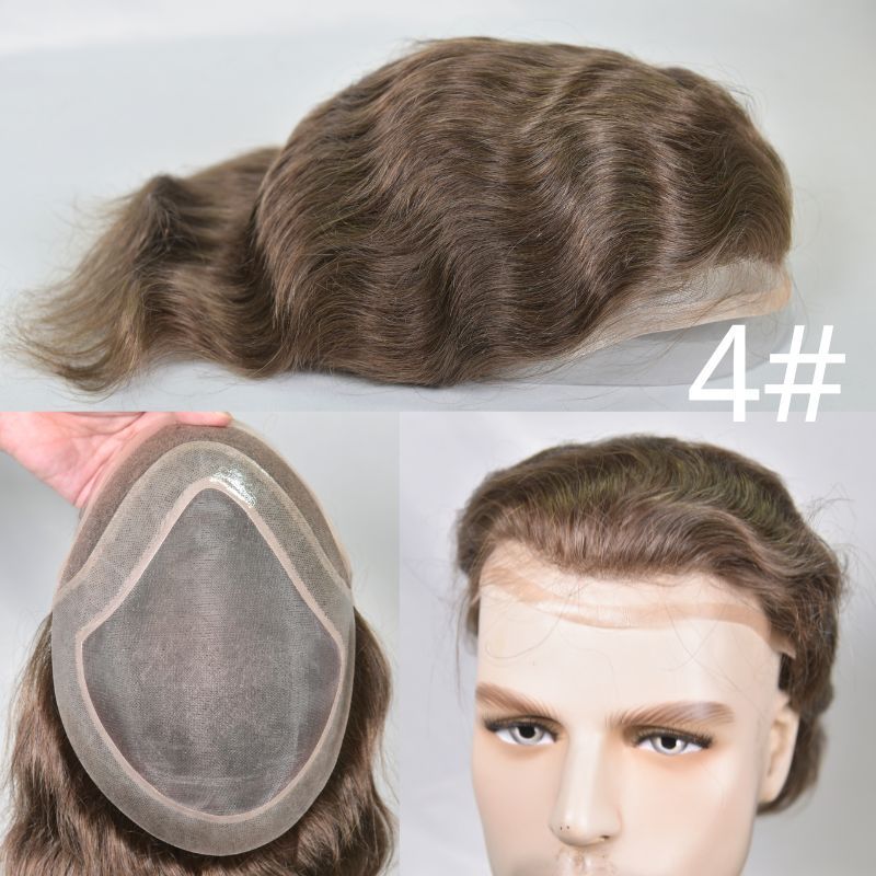 Voloria Hair Men Toupee Mono with PU Around Hair for Men European Remy Human Hair System 8x10 Inch 1BT60 Color Hair Replacement Natural Hairline