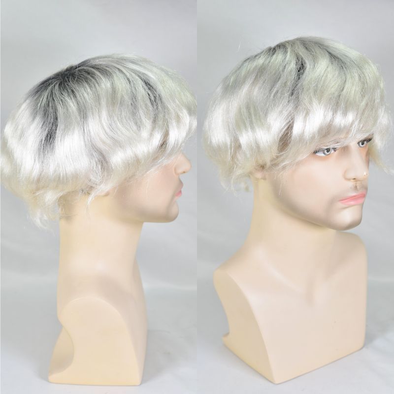 Voloria Hair 1BT60 Color Men Toupee Thin Skin PU Hair for Men European 100% Remy Human Hair System 8x10 Inch Hair Replacement Natural Hairline Mono Lace with PU  
