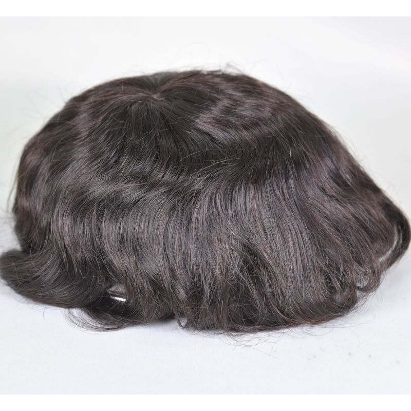 Men's Capillary Prothesis OCT Lace with PU Around 9x7 Toupee for Men European Human Hair Male Wig Natural Hair System Natural Black Color