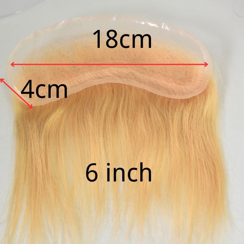 Voloria Hair Mens Forehead Hairline Toupee HD Lace  Hairline For Men 4X18cm  Human Remy Hair Front Blonde Color Hair Patch Straight Hairpiece 100% Density