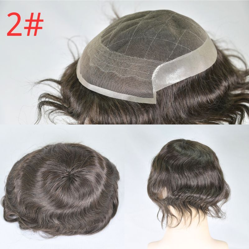 Men's Capillary Prothesis OCT Lace with PU Around 9x7 Toupee for Men European Human Hair Male Wig Natural Hair System Natural Black Color