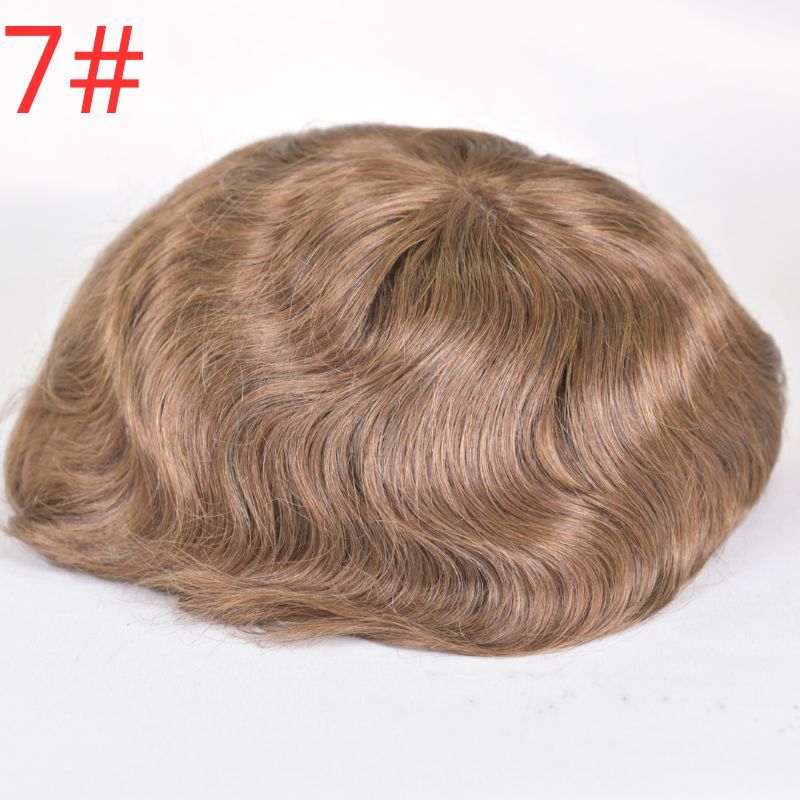 Men's Capillary Prothesis OCT Lace with PU Around 9x7 Toupee for Men European Human Hair Male Wig Natural Hair System Natural Black Color