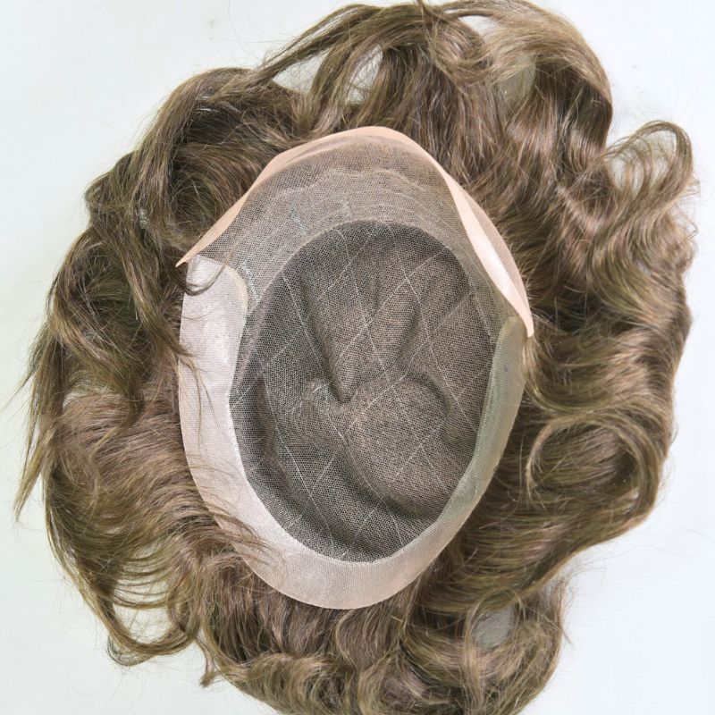 Voloria Hair 4# Brown Men's Capillary Prothesis OCT Lace with PU Around 9x7 Toupee for Men European Human Hair Male Wig Natural Hair System Natural Hairline