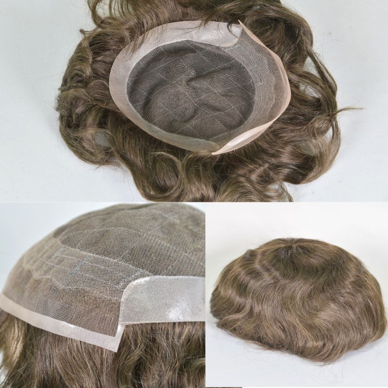 Voloria Hair 4# Brown Men's Capillary Prothesis OCT Lace with PU Around 9x7 Toupee for Men European Human Hair Male Wig Natural Hair System Natural Hairline