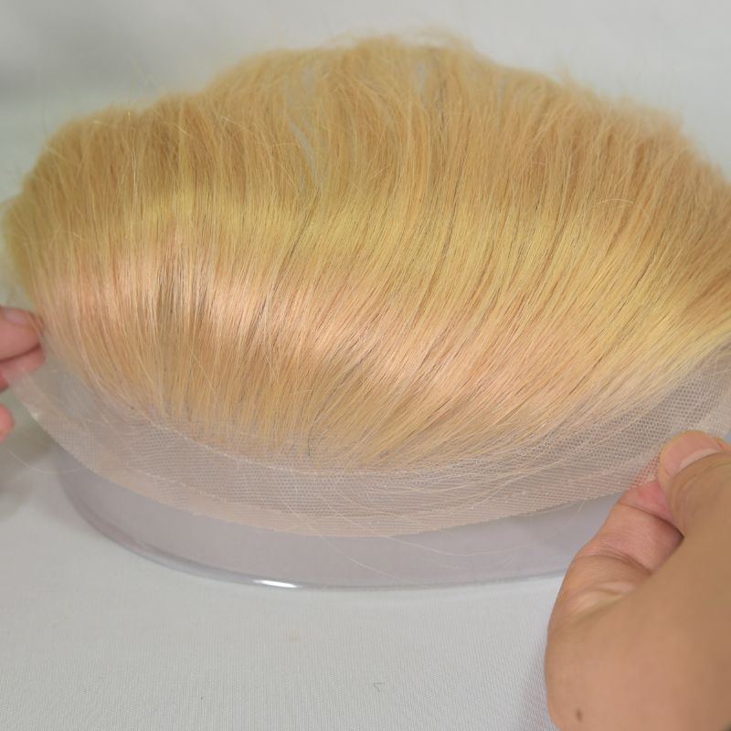 Voloria Hair Mens Forehead Hairline Toupee HD Lace  Hairline For Men 4X18cm  Human Remy Hair Front Blonde Color Hair Patch Straight Hairpiece 100% Density