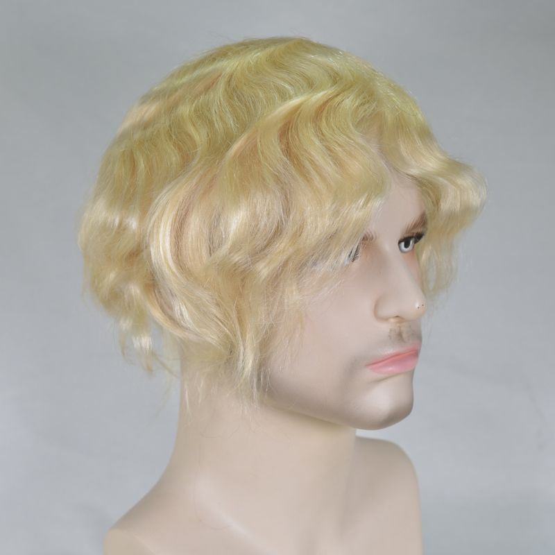 Men's Toupee  French Lace Front  Fine Mono Hairpiece With Lace Front and Skin PU Around Mens Toupee 100% Human Hair Piece Durable Hair System For Men Natural Hairline 8x10