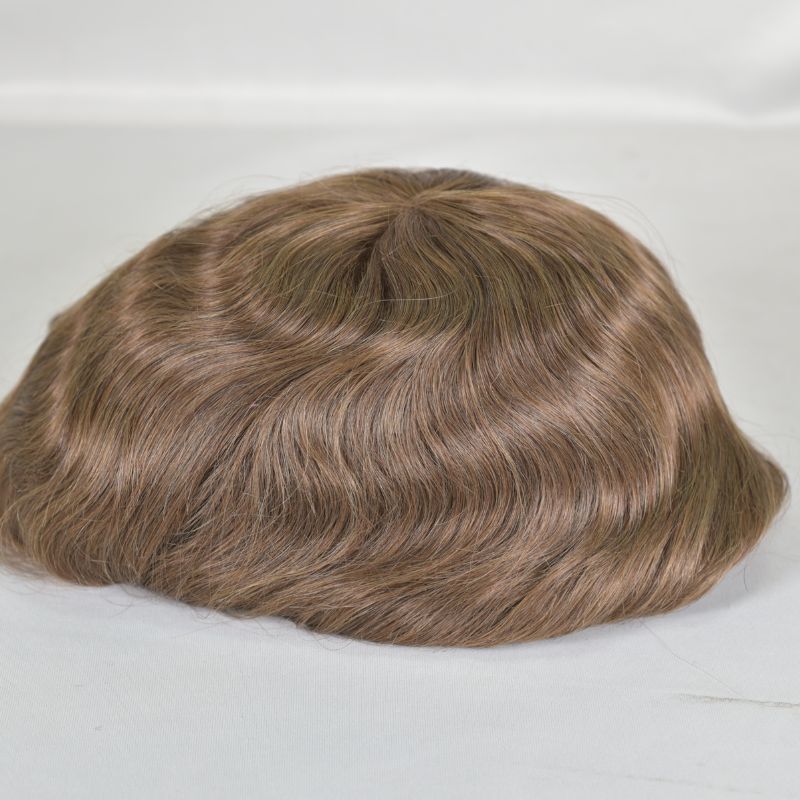 Men's Toupee  French Lace Front  Fine Mono Hairpiece With Lace Front and Skin PU Around Mens Toupee 100% Human Hair Piece Durable Hair System For Men Natural Hairline 8x10