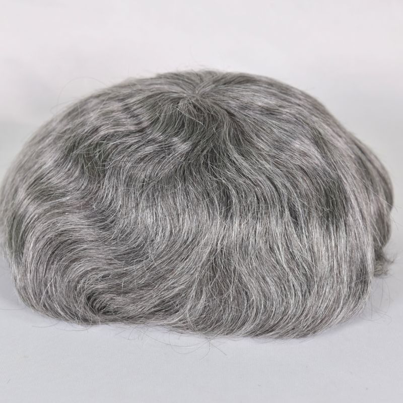 Men's Toupee  French Lace Front  Fine Mono Hairpiece With Lace Front and Skin PU Around Mens Toupee 100% Human Hair Piece Durable Hair System For Men Natural Hairline 8x10