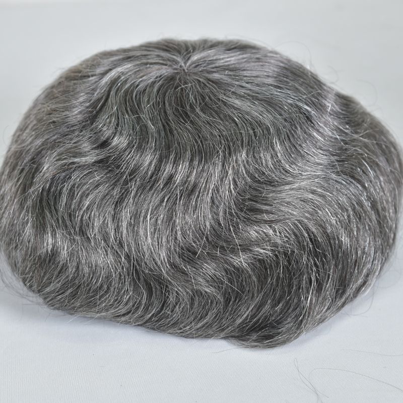 Men's Toupee  French Lace Front  Fine Mono Hairpiece With Lace Front and Skin PU Around Mens Toupee 100% Human Hair Piece Durable Hair System For Men Natural Hairline 8x10