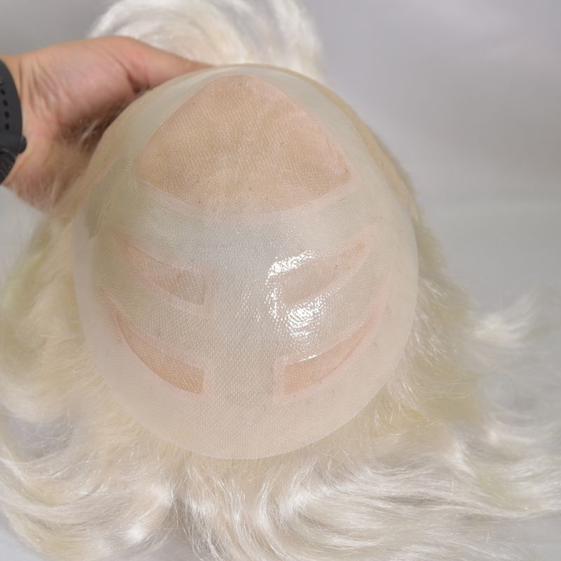Men's Toupee  French Lace Front  Fine Mono Hairpiece With Lace Front and Skin PU Around Mens Toupee 100% Human Hair Piece Durable Hair System For Men Natural Hairline 8x10