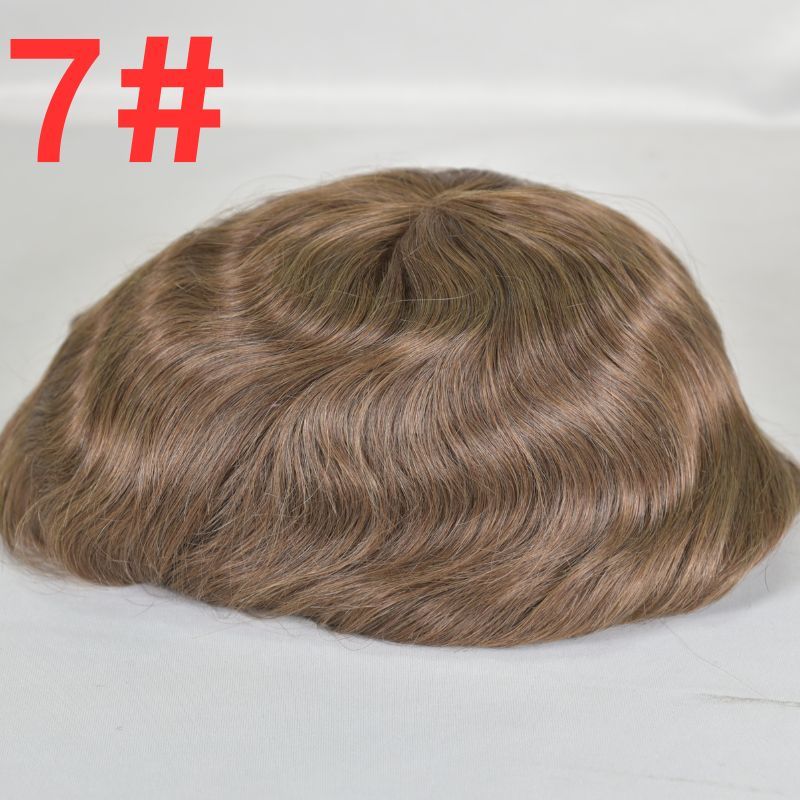 Men's Toupee  French Lace Front  Fine Mono Hairpiece With Lace Front and Skin PU Around Mens Toupee 100% Human Hair Piece Durable Hair System For Men Natural Hairline 8x10