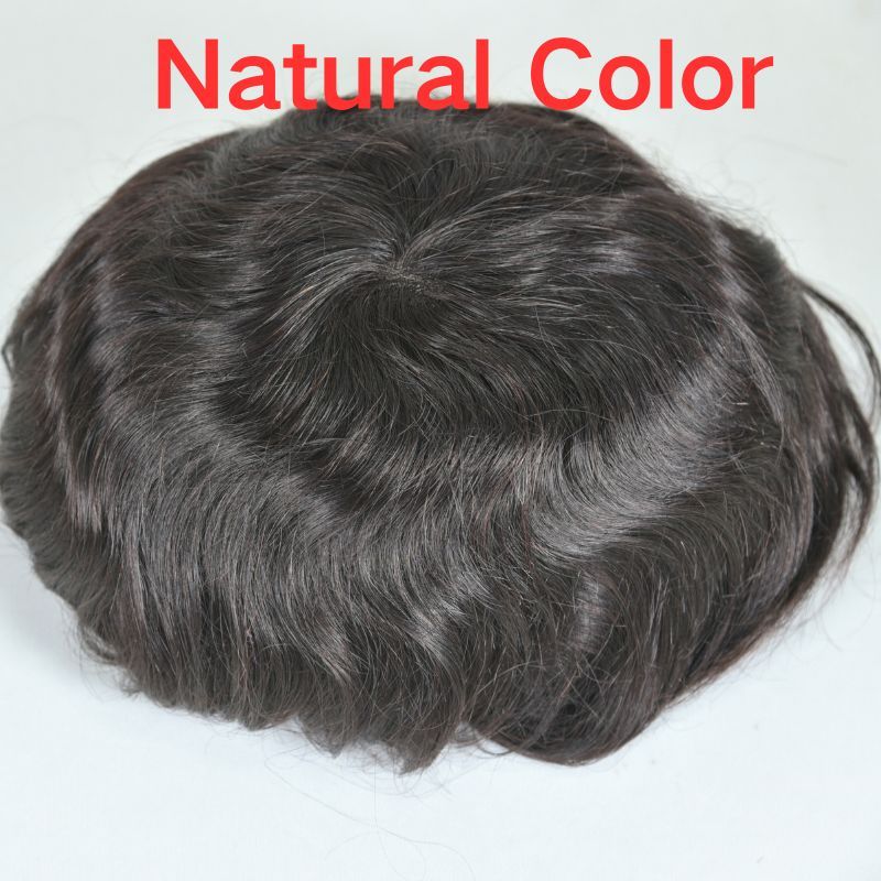 Men's Toupee  French Lace Front  Fine Mono Hairpiece With Lace Front and Skin PU Around Mens Toupee 100% Human Hair Piece Durable Hair System For Men Natural Hairline 8x10