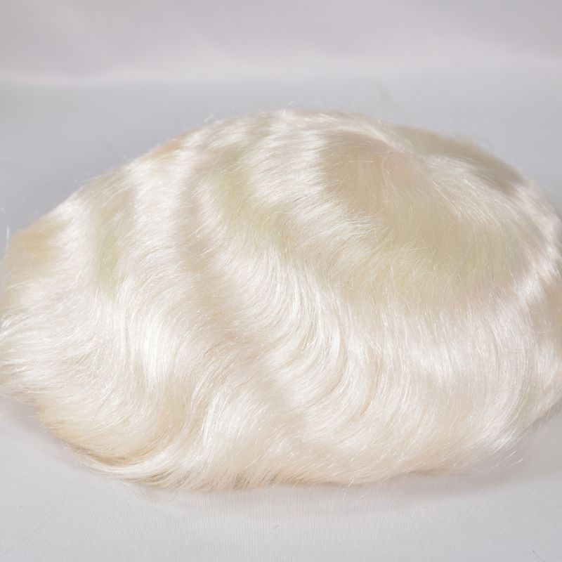 Men's Toupee  French Lace Front  Fine Mono Hairpiece With Lace Front and Skin PU Around Mens Toupee 100% Human Hair Piece Durable Hair System For Men Natural Hairline 8x10