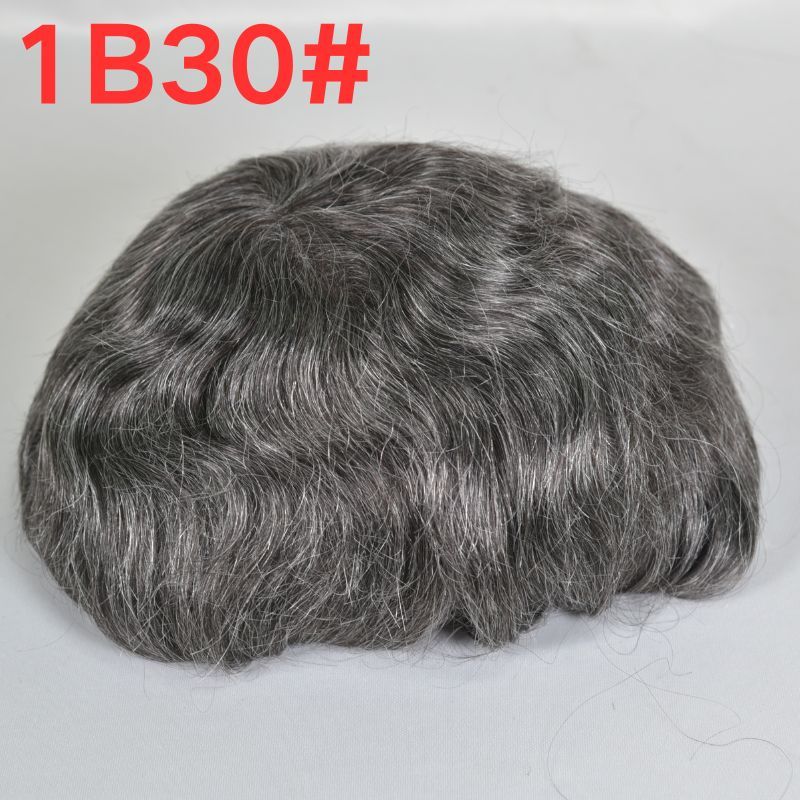 Men's Toupee  French Lace Front  Fine Mono Hairpiece With Lace Front and Skin PU Around Mens Toupee 100% Human Hair Piece Durable Hair System For Men Natural Hairline 8x10