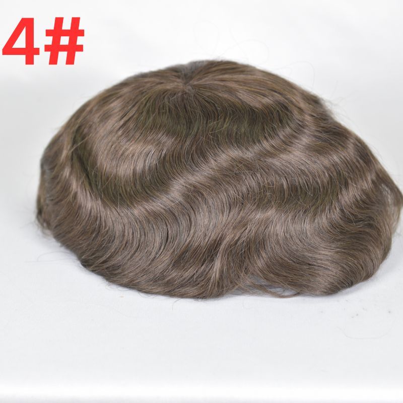 Men's Toupee  French Lace Front  Fine Mono Hairpiece With Lace Front and Skin PU Around Mens Toupee 100% Human Hair Piece Durable Hair System For Men Natural Hairline 8x10