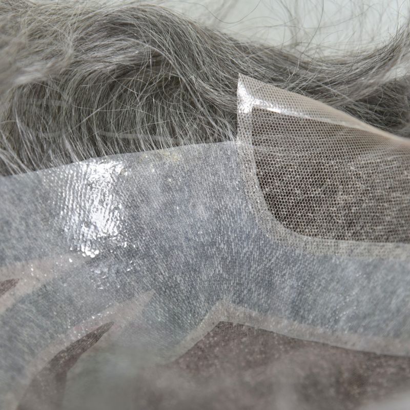 Men's Toupee  French Lace Front  Fine Mono Hairpiece With Lace Front and Skin PU Around Mens Toupee 100% Human Hair Piece Durable Hair System For Men Natural Hairline 8x10
