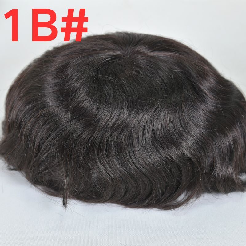 Men's Toupee  French Lace Front  Fine Mono Hairpiece With Lace Front and Skin PU Around Mens Toupee 100% Human Hair Piece Durable Hair System For Men Natural Hairline 8x10