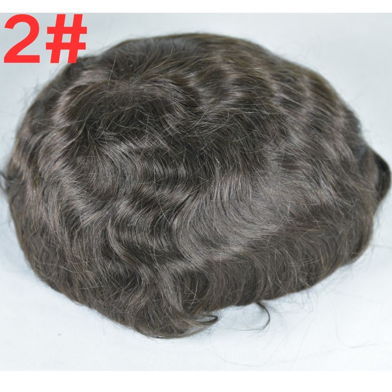 Men's Toupee Durable PU Skin Base with Soft French Lace Hairpieces 100% Human Hair Toupee for Men Australia Base Hair Replacement Natural Color Hair System Men Wigs 8x10 130% Density