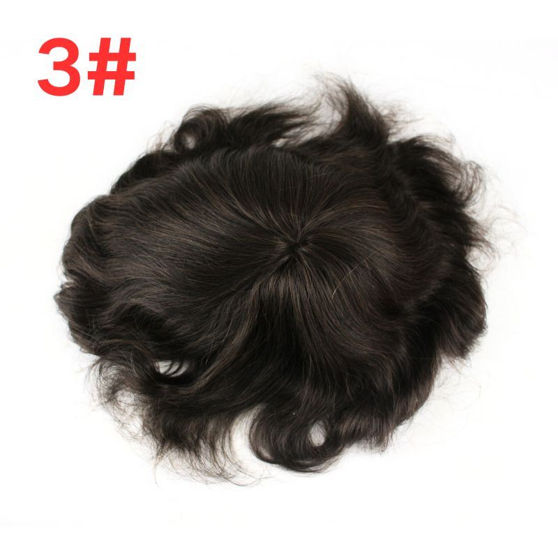 Voloria Men's Toupee 3# Brown 100% Human Hair System Mono with PU Toupee for Men Hair System 10X8inch Hair Replacement